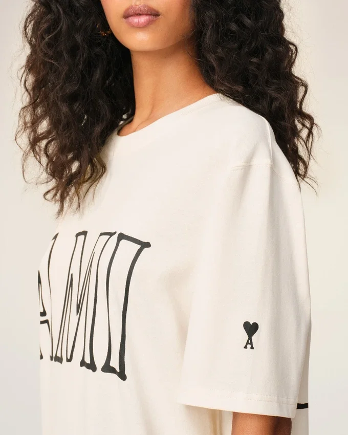 White Cotton Ami Paris Print T-Shirt White Cotton Ami Paris Print T-Shirt