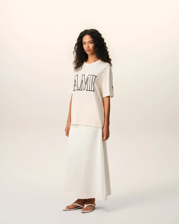 White Cotton Ami Paris Print T-Shirt White Cotton Ami Paris Print T-Shirt