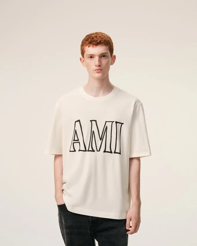 White Cotton Ami Paris Print T-Shirt White Cotton Ami Paris Print T-Shirt