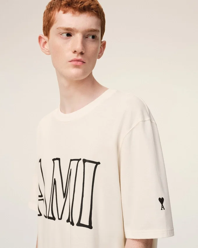 White Cotton Ami Paris Print T-Shirt White Cotton Ami Paris Print T-Shirt