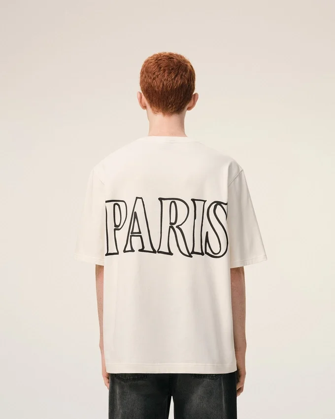 White Cotton Ami Paris Print T-Shirt White Cotton Ami Paris Print T-Shirt