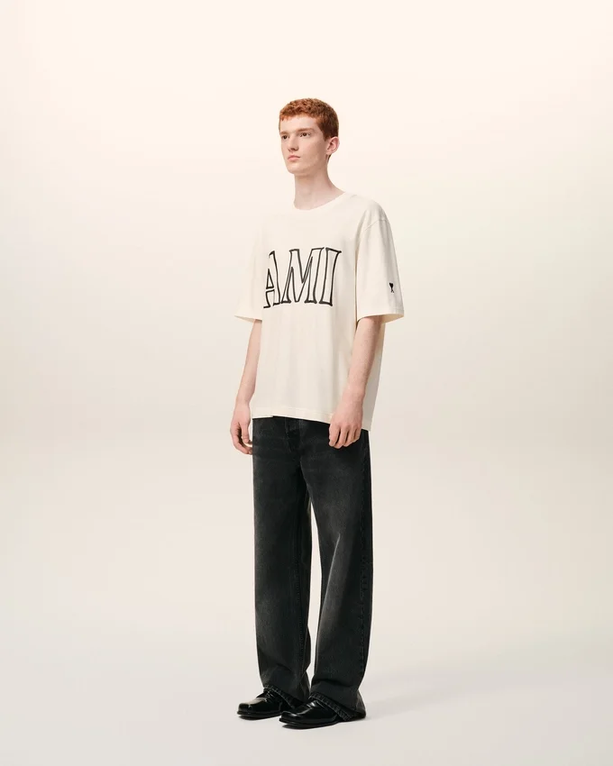 White Cotton Ami Paris Print T-Shirt White Cotton Ami Paris Print T-Shirt