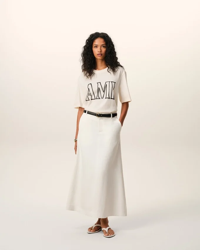 White Cotton Ami Paris Print T-Shirt White Cotton Ami Paris Print T-Shirt