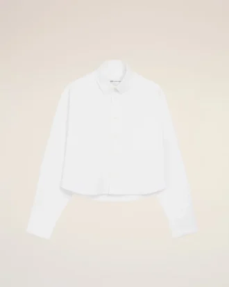 White Cotton Cropped Embossed Ami De Coeur Shirt