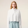 White Cotton Cropped Embossed Ami De Coeur Shirt White Cotton Cropped Embossed Ami De Coeur Shirt