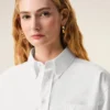 White Cotton Cropped Embossed Ami De Coeur Shirt White Cotton Cropped Embossed Ami De Coeur Shirt