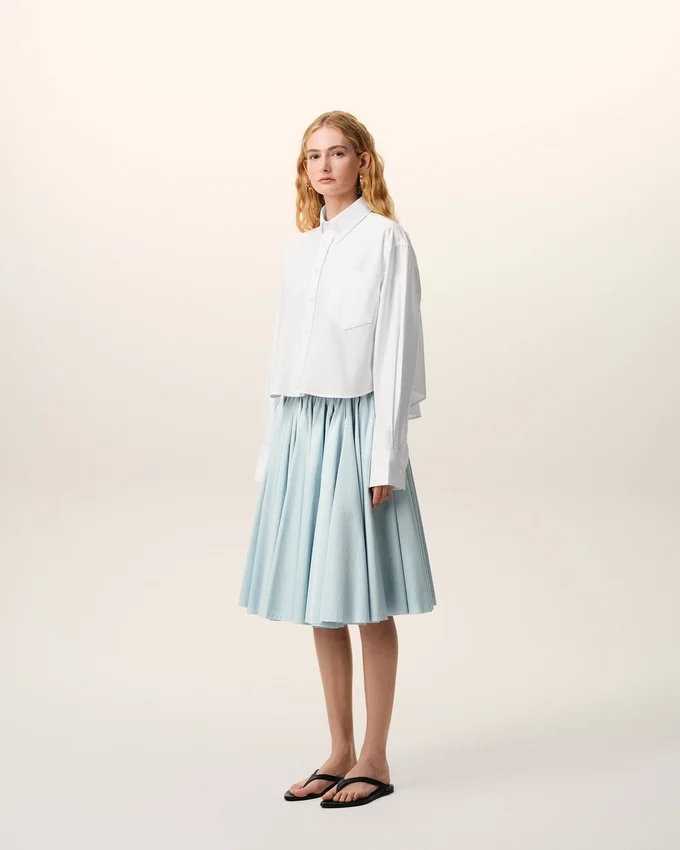 White Cotton Cropped Embossed Ami De Coeur Shirt White Cotton Cropped Embossed Ami De Coeur Shirt