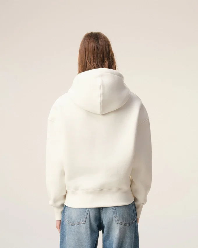 White Cotton Embossed Ami De Coeur Hoodie White Cotton Embossed Ami De Coeur Hoodie