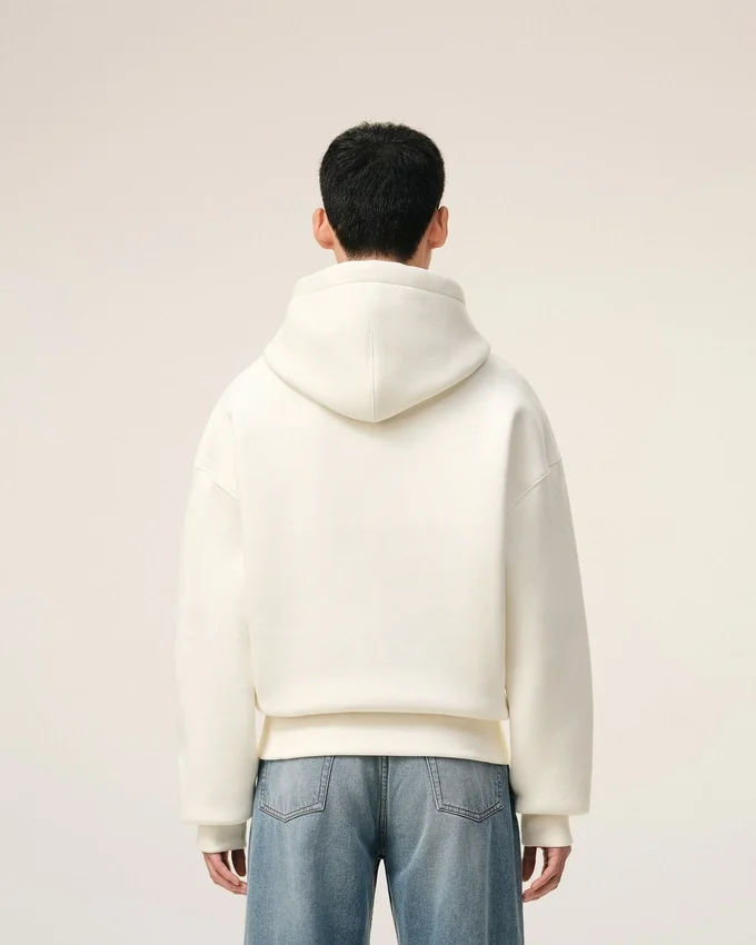 White Cotton Embossed Ami De Coeur Hoodie White Cotton Embossed Ami De Coeur Hoodie
