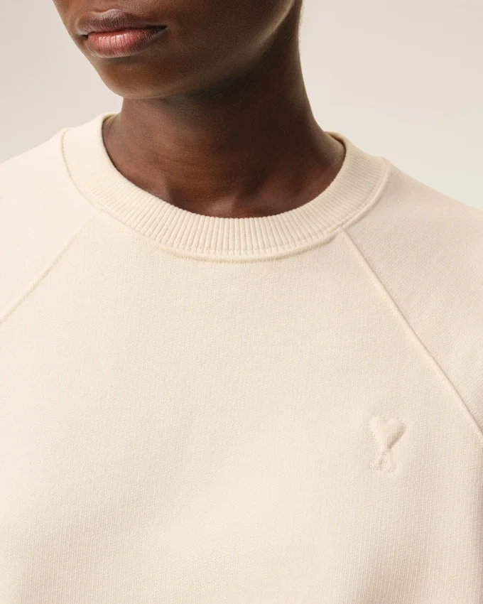 White Cotton Embossed Ami De Coeur Sweatshirt White Cotton Embossed Ami De Coeur Sweatshirt