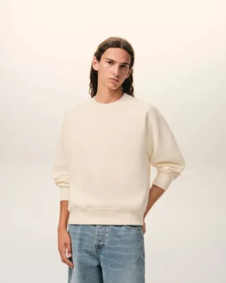White Cotton Embossed Ami De Coeur Sweatshirt