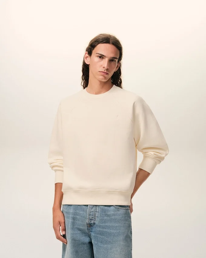 White Cotton Embossed Ami De Coeur Sweatshirt White Cotton Embossed Ami De Coeur Sweatshirt