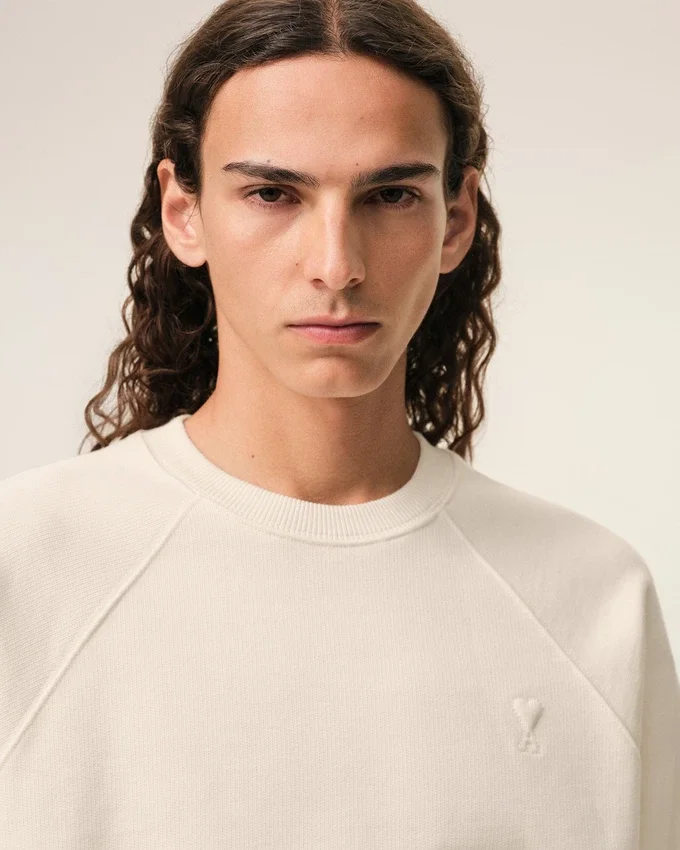 White Cotton Embossed Ami De Coeur Sweatshirt White Cotton Embossed Ami De Coeur Sweatshirt
