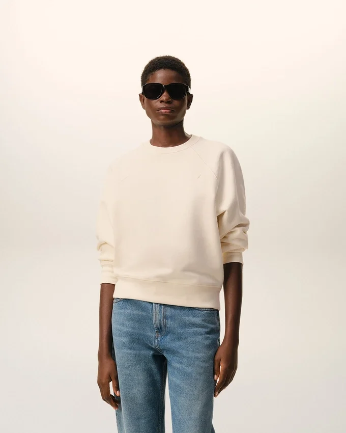 White Cotton Embossed Ami De Coeur Sweatshirt White Cotton Embossed Ami De Coeur Sweatshirt