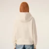 White Cotton Embossed Ami De Coeur Zipped Hoodie