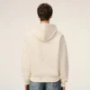 White Cotton Embossed Ami De Coeur Zipped Hoodie