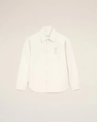 White Cotton Knitted Ami De Coeur Overshirt