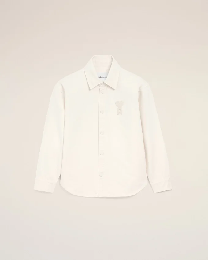 White Cotton Knitted Ami De Coeur Overshirt White Cotton Knitted Ami De Coeur Overshirt