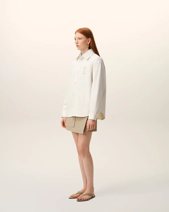 White Cotton Knitted Ami De Coeur Overshirt White Cotton Knitted Ami De Coeur Overshirt