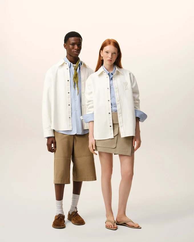 White Cotton Knitted Ami De Coeur Overshirt White Cotton Knitted Ami De Coeur Overshirt