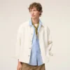 White Cotton Knitted Ami De Coeur Overshirt White Cotton Knitted Ami De Coeur Overshirt