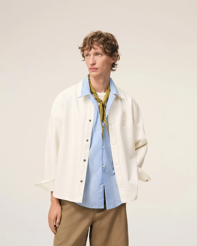 White Cotton Knitted Ami De Coeur Overshirt White Cotton Knitted Ami De Coeur Overshirt