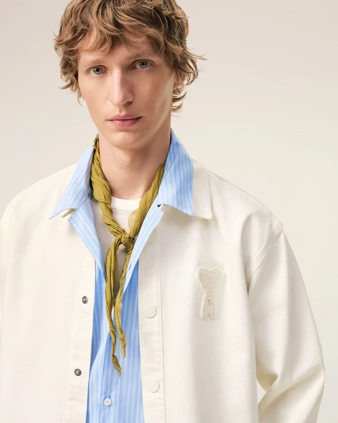 White Cotton Knitted Ami De Coeur Overshirt White Cotton Knitted Ami De Coeur Overshirt