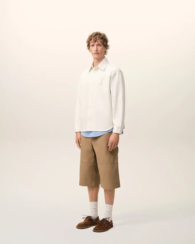 White Cotton Knitted Ami De Coeur Overshirt White Cotton Knitted Ami De Coeur Overshirt