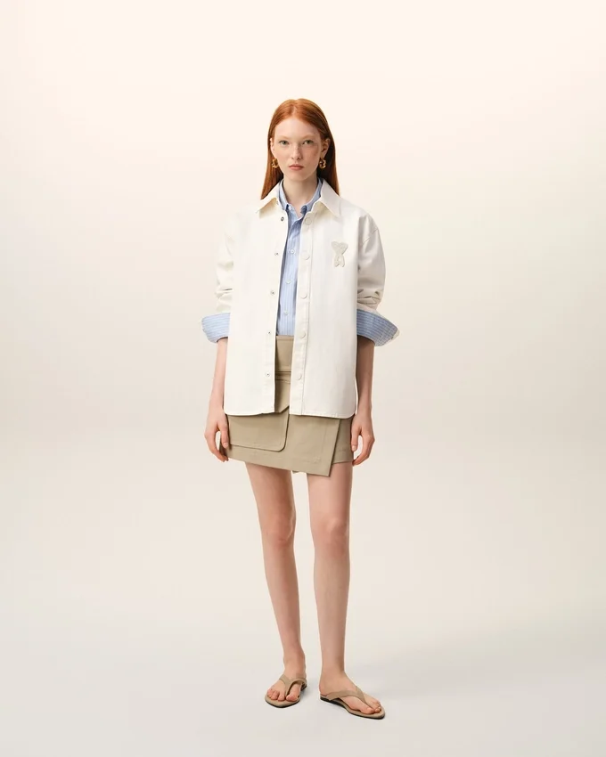 White Cotton Knitted Ami De Coeur Overshirt White Cotton Knitted Ami De Coeur Overshirt