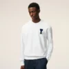 White Cotton Knitted Ami De Coeur Sweatshirt