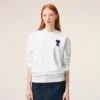 White Cotton Knitted Ami De Coeur Sweatshirt
