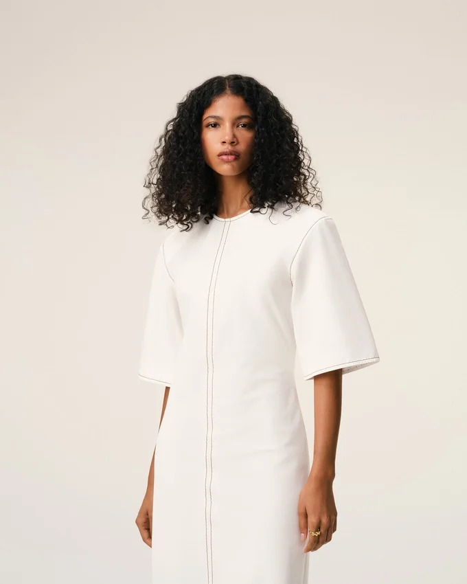 White Cotton Long Fitted Dress White Cotton Long Fitted Dress
