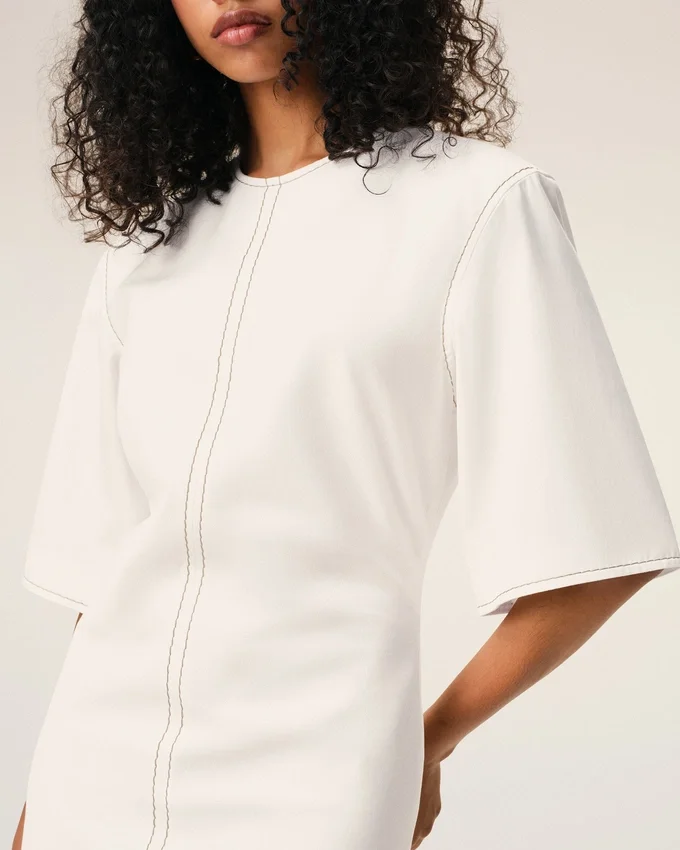 White Cotton Long Fitted Dress White Cotton Long Fitted Dress