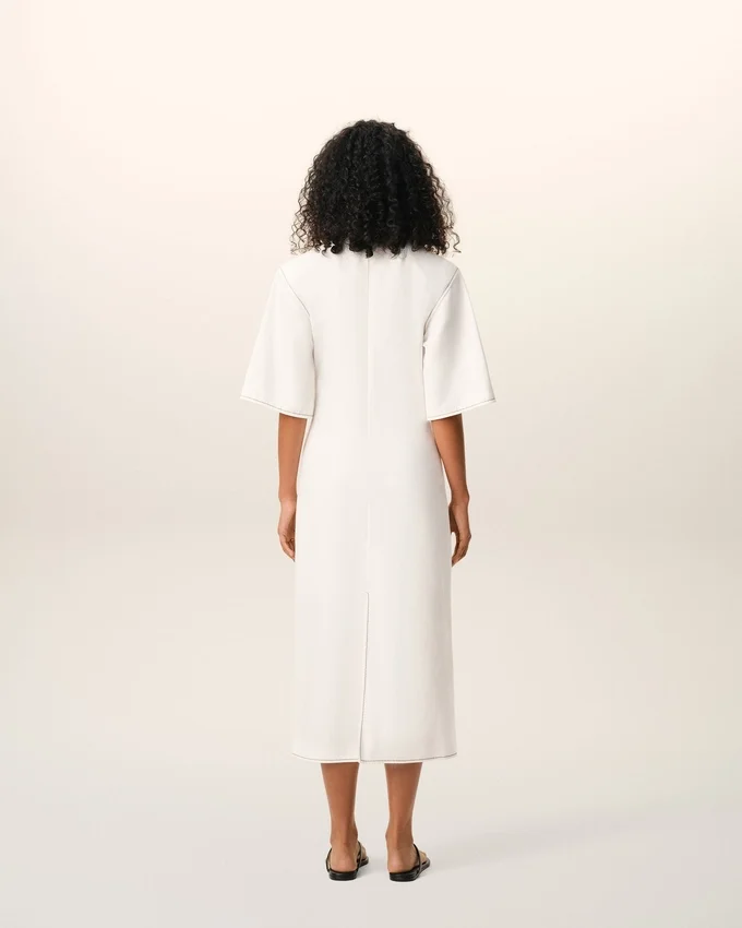 White Cotton Long Fitted Dress White Cotton Long Fitted Dress