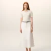 White Cotton Long Trapeze Skirt White Cotton Long Trapeze Skirt