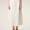 White Cotton Long Trapeze Skirt White Cotton Long Trapeze Skirt