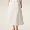 White Cotton Long Trapeze Skirt White Cotton Long Trapeze Skirt