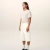 White Cotton Loose Bermuda Shorts