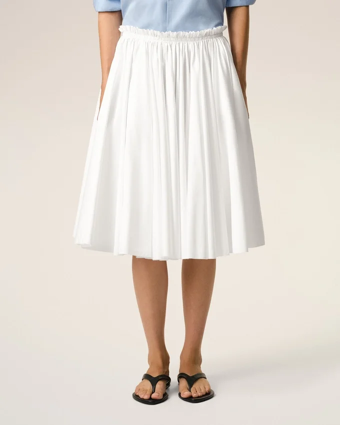 White Cotton Midi Corolla Skirt White Cotton Midi Corolla Skirt