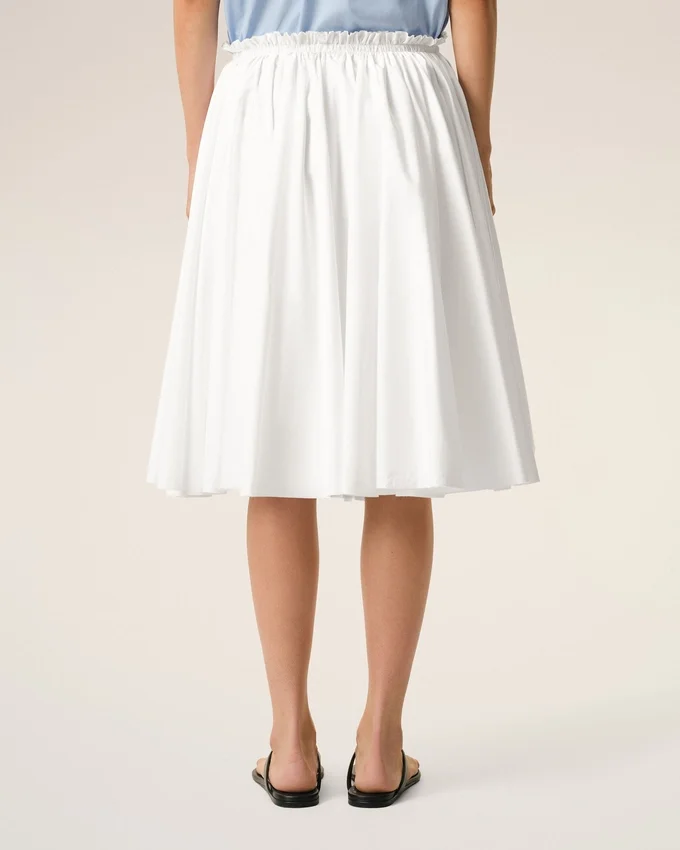 White Cotton Midi Corolla Skirt White Cotton Midi Corolla Skirt