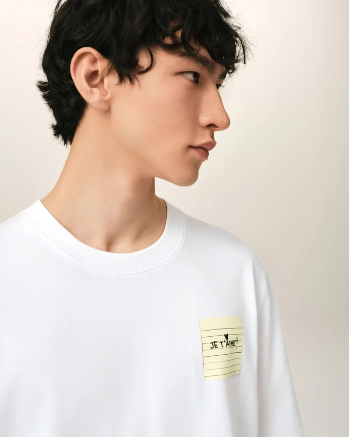 White Cotton Post It “Je T’aime” T-Shirt White Cotton Post It “Je T’aime” T-Shirt