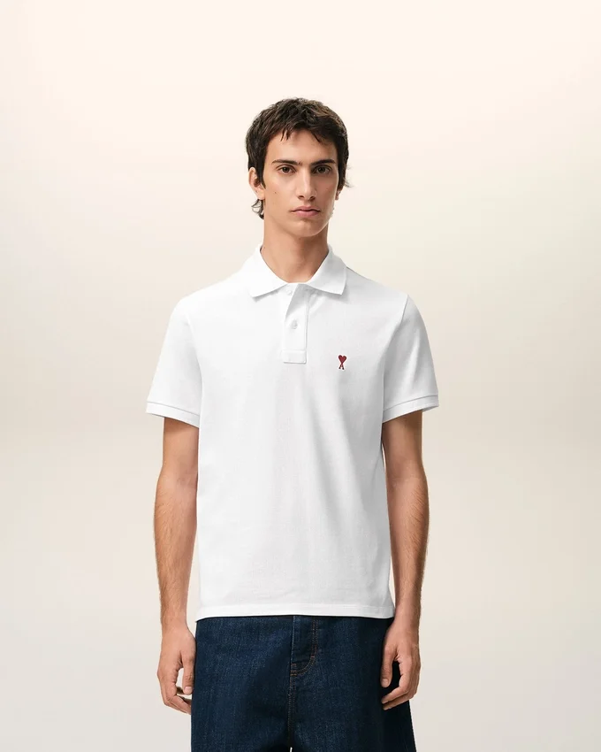 White Cotton Red Ami De Coeur Polo Shirt White Cotton Red Ami De Coeur Polo Shirt