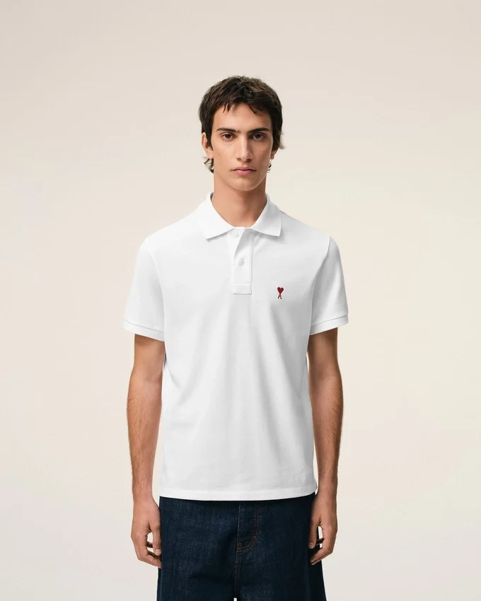 White Cotton Red Ami De Coeur Polo Shirt White Cotton Red Ami De Coeur Polo Shirt