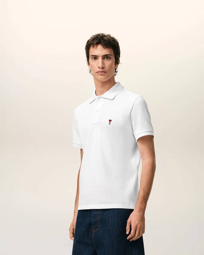White Cotton Red Ami De Coeur Polo Shirt White Cotton Red Ami De Coeur Polo Shirt