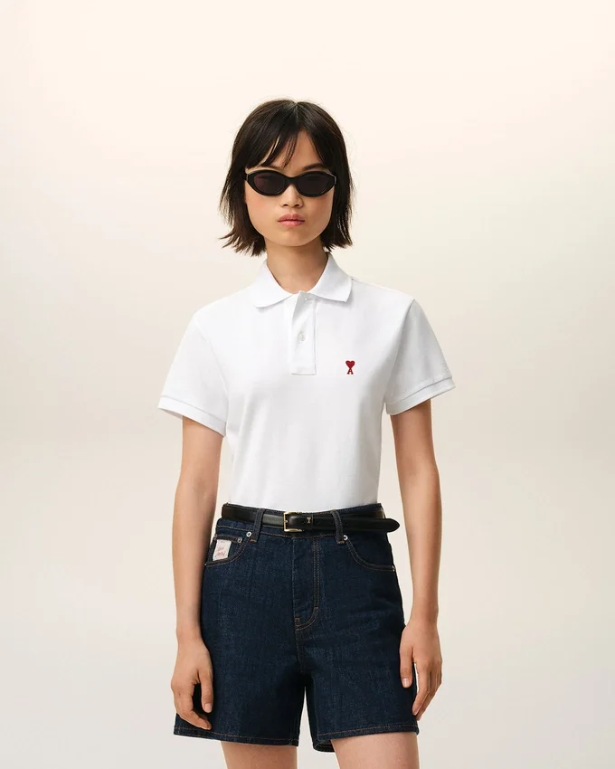 White Cotton Red Ami De Coeur Polo Shirt White Cotton Red Ami De Coeur Polo Shirt