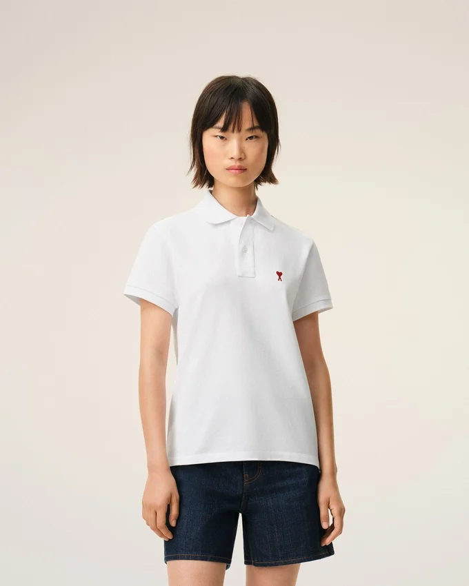 White Cotton Red Ami De Coeur Polo Shirt White Cotton Red Ami De Coeur Polo Shirt