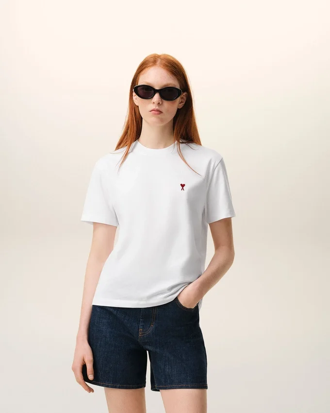 White Cotton Red Ami De Coeur Tshirt White Cotton Red Ami De Coeur Tshirt