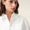 White Cotton Sharp Collar Ami De Coeur Wide Shirt