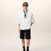 White Cotton Sharp Collar Ami De Coeur Wide Shirt