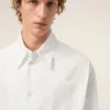 White Cotton Sharp Collar Ami De Coeur Wide Shirt